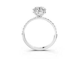 White gold Round Cut Diamond Pavé Band Solitaire Ring with Four-Prong Setting_63