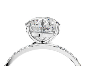 White gold Round Cut Diamond Pavé Band Solitaire Ring with Four-Prong Setting_64