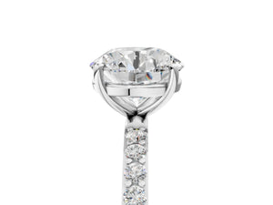 White gold Round Cut Diamond Pavé Band Solitaire Ring with Four-Prong Setting_65