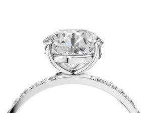 White gold Round Cut Diamond Pavé Band Solitaire Ring with Four-Prong Setting_70