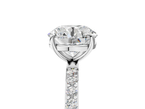 White gold Round Cut Diamond Pavé Band Solitaire Ring with Four-Prong Setting_71