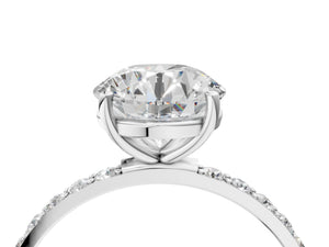 White gold Round Cut Diamond Pavé Band Solitaire Ring with Four-Prong Setting_76