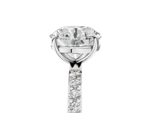 White gold Round Cut Diamond Pavé Band Solitaire Ring with Four-Prong Setting_77