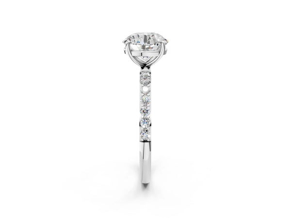 White gold Round Cut Diamond Pavé Band Solitaire Ring with Four-Prong Setting_80