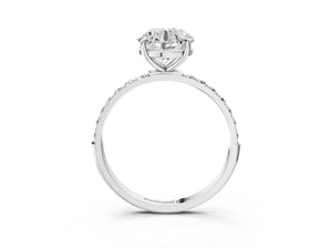 White gold Round Cut Diamond Pavé Band Solitaire Ring with Four-Prong Setting_81