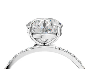 White gold Round Cut Diamond Pavé Band Solitaire Ring with Four-Prong Setting_88