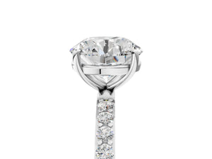 White gold Round Cut Diamond Pavé Band Solitaire Ring with Four-Prong Setting_89