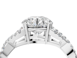 White gold Round Solitaire Twist Band with Pavé Setting and Four-Prong Setting_16