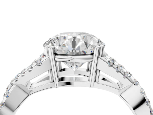 White gold Round Solitaire Twist Band with Pavé Setting and Four-Prong Setting_22