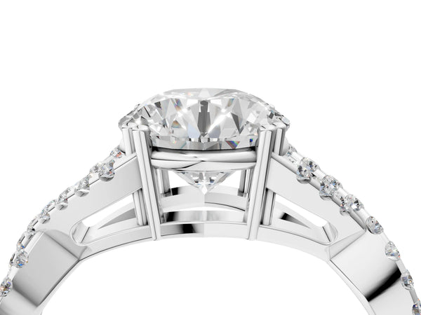White gold Round Solitaire Twist Band with Pavé Setting and Four-Prong Setting_34