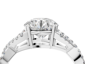 White gold Round Solitaire Twist Band with Pavé Setting and Four-Prong Setting_46