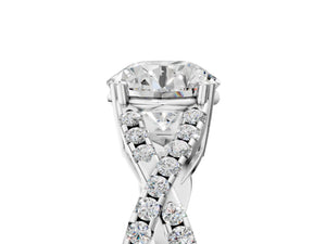 White gold Round Solitaire Twist Band with Pavé Setting and Four-Prong Setting_47