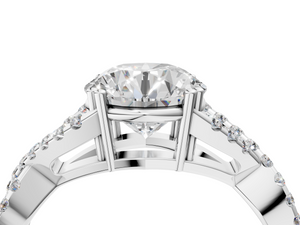 White gold Round Solitaire Twist Band with Pavé Setting and Four-Prong Setting_4