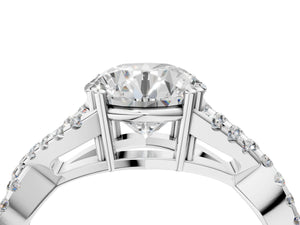 White gold Round Solitaire Twist Band with Pavé Setting and Four-Prong Setting_52
