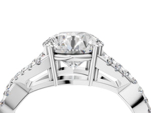 White gold Round Solitaire Twist Band with Pavé Setting and Four-Prong Setting_58