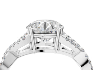 White gold Round Solitaire Twist Band with Pavé Setting and Four-Prong Setting_76