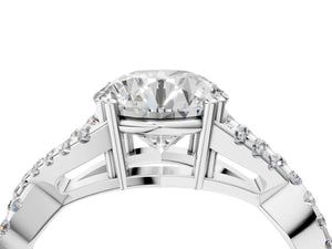 White gold Round Solitaire Twist Band with Pavé Setting and Four-Prong Setting_82