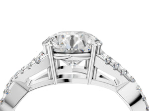 White gold Round Solitaire Twist Band with Pavé Setting and Four-Prong Setting_88
