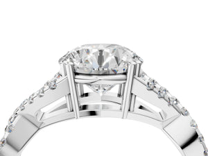 White gold Round Solitaire Twist Band with Pavé Setting and Four-Prong Setting_94