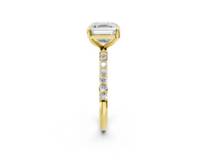 Yellow gold Asscher Cut Diamond Pavé Band Solitaire Ring with Four-Prong Setting_26