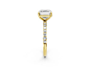 Yellow gold Asscher Cut Diamond Pavé Band Solitaire Ring with Four-Prong Setting_62