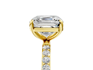 Yellow gold Asscher Cut Diamond Pavé Band Solitaire Ring with Four-Prong Setting_65