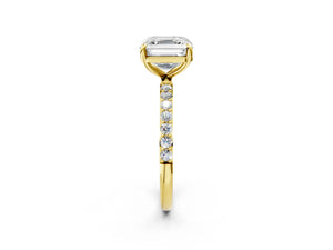Yellow gold Asscher Cut Diamond Pavé Band Solitaire Ring with Four-Prong Setting_86