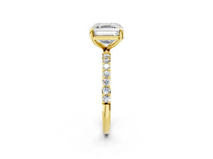 Yellow gold Asscher Cut Diamond Pavé Band Solitaire Ring with Four-Prong Setting_92