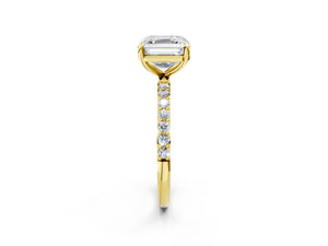 Yellow gold Asscher Cut Diamond Pavé Band Solitaire Ring with Four-Prong Setting_98