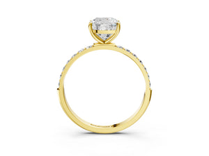 Yellow gold Cushion Cut Diamond Pavé Band Solitaire Ring with Four-Prong Setting_45
