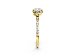 Yellow gold Cushion Cut Diamond Pavé Band Solitaire Ring with Four-Prong Setting_50