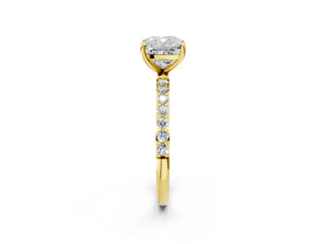 Yellow gold Cushion Cut Diamond Pavé Band Solitaire Ring with Four-Prong Setting_56