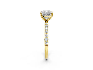Yellow gold Cushion Cut Diamond Pavé Band Solitaire Ring with Four-Prong Setting_68