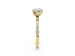 Yellow gold Cushion Cut Diamond Pavé Band Solitaire Ring with Four-Prong Setting_80