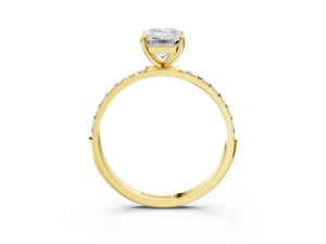 Yellow gold Emerald Cut Diamond Pavé Band Solitaire Ring with Four-Prong Setting_51