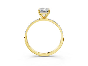 Yellow gold Emerald Cut Diamond Pavé Band Solitaire Ring with Four-Prong Setting_87