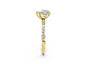 Yellow gold Heart Cut Diamond Pavé Band Solitaire Ring with Four-Prong Setting_14