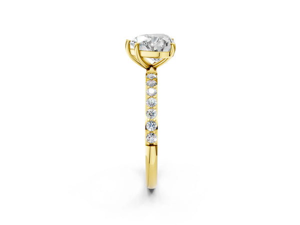 Yellow gold Heart Cut Diamond Pavé Band Solitaire Ring with Four-Prong Setting_20