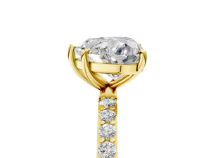Yellow gold Heart Cut Diamond Pavé Band Solitaire Ring with Four-Prong Setting_47