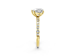 Yellow gold Heart Cut Diamond Pavé Band Solitaire Ring with Four-Prong Setting_50