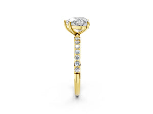 Yellow gold Heart Cut Diamond Pavé Band Solitaire Ring with Four-Prong Setting_62