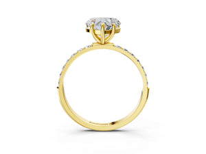 Yellow gold Heart Cut Diamond Pavé Band Solitaire Ring with Four-Prong Setting_75
