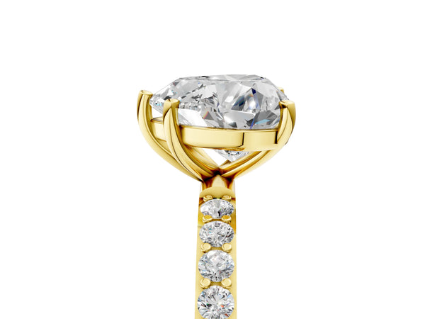 Yellow gold Heart Cut Diamond Pavé Band Solitaire Ring with Four-Prong Setting_89