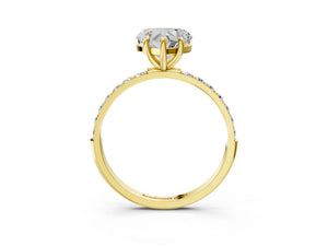 Yellow gold Heart Cut Diamond Pavé Band Solitaire Ring with Four-Prong Setting_93