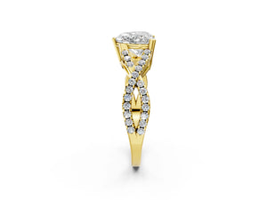 Yellow gold Heart Solitaire Twist Band with Pavé Setting and Four-Prong Setting_68
