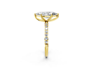 Yellow gold Marquise Cut Diamond Pavé Band Solitaire Ring with Four-Prong Setting_14