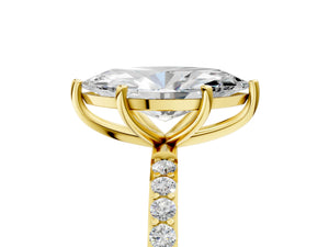 Yellow gold Marquise Cut Diamond Pavé Band Solitaire Ring with Four-Prong Setting_17