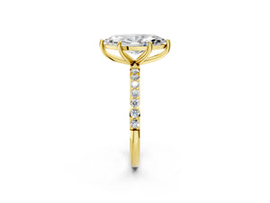 Yellow gold Marquise Cut Diamond Pavé Band Solitaire Ring with Four-Prong Setting_20