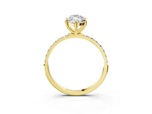 Yellow gold Marquise Cut Diamond Pavé Band Solitaire Ring with Four-Prong Setting_21