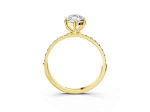 Yellow gold Marquise Cut Diamond Pavé Band Solitaire Ring with Four-Prong Setting_33